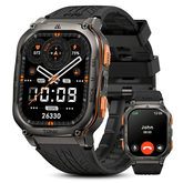 KOSPET Tank M3 Ultra Smart Watch with GPS, 50M Waterproof, Compass, Altitude, Air Pressure, 480mAh Extra Large Battery, Full Stainless Steel, Bluetooth Call, 1.96'' AMOLED Always-on Display, AI Voice - Black