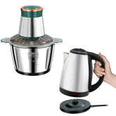 Electric Meat Chopper Stainless Steel Machine - 3L + Premium Electric Kettle