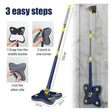4 Sides Triangle Water Twist Auto Squeeze Long Handle Mop