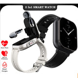 2.01" Headset 2 in 1 Smart Watch BT Call Blue Tooth Headphones Watches Heart Rate Sport Fitness Bracelet TWS Earphone Smartwatch