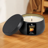 Orange Scented Candle in Black Tin – Bright & Bold