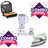 Home Essentials Trio: Premium Sandwich Maker + Imported Blender Grinder 2 In 1 + Imported Deluxe Automatic Iron