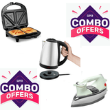 Home Essentials Trio: Premium Sandwich Maker + Premium Electric Kettle + Imported Deluxe Automatic Iron