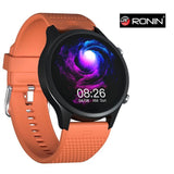 Ronin R-010 Metallic Finish Smart Watch +1 Free Black Silicon Strap with Every Watch (Black_Orange)