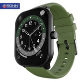 Ronin R-06 Smart Watch Amoled Big Always Active Display + 1 FREE Black Strap With Every Watch (Black_Glas Green)