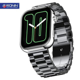 Ronin R-09 Luxe Bluetooth Calling Smartwatch Always On Display +1 Free Black Silicon Strap with Every Watch (Silver)