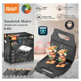 RAF 2-Slice Sandwich Maker, 8 in 1 Grill, Sandwich And Waffle Maker, 800W, With 8 Pairs Of Plates, R551