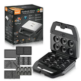 RAF R.553 6 IN 1 Sandwich Maker with 6 different Style Plates/ Panini Grill / Waffle / Patented Sandwich/ Doughnut/ Madeline Board Designs 800 watts