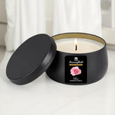 Rose Scented Candle in Black Tin – Elegant & Romantic