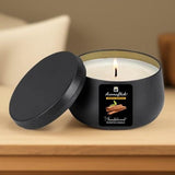 Sandalwood Scented Candle in Black Tin – Warm & Earthy Aroma