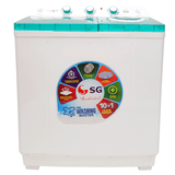SG 1202 Twin Tub Washer & Dryer Machine Crystal Lid - 12 KG + SG AC/DC Executive Ceiling Fan 60W- 56" + SG Deluxe Automatic Iron