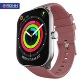 Ronin R-06 Smart Watch Amoled Big Always Active Display + 1 FREE Black Strap With Every Watch (Silver_Maroon)