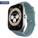 Ronin R-06 Smart Watch Amoled Big Always Active Display + 1 FREE Black Strap With Every Watch (Silver_Teal)