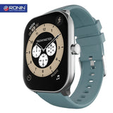 Ronin R-06 Smart Watch Amoled Big Always Active Display + 1 FREE Black Strap With Every Watch (Silver_Teal)