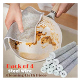 Pack of 4 Kitchen Steel Mesh Wire Dish Washer Cleaning Cloth Piece