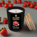 Strawberry Scented Candle in Black Glass – Bold & Sweet