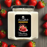Strawberry Scented Candle in Hexagonal Jar