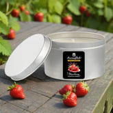 Strawberry Scented Candle in Silver Tin