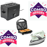 Kitchen Trio: Premium Sandwich Maker + Premium Toaster + Imported Deluxe Automatic Iron