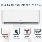TCL 1 Ton Split Inverter Air Conditioner TAC-12T3-Pro-2 with Heating and Cooling Functions