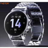 Faster NERV Watch 3 Pro SE - 2 Straps: Silver Chain + Dark Green Silicon