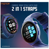 Faster NERV Watch 3 Pro - 2 Straps Blue Silicon + Blue Nylon