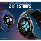 Faster NERV Watch 3 Pro - 2 Straps: Black Silicon + Blue Nylon