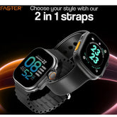 Faster NERV Watch Ultra - 2 Straps: Black + Black Silicon