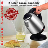 Electric Kettle Water Boiler Kitchen Appliance Stainless Steel body Portable Automatic Tea Coffee Warmer Instant Heating Pot 2 Liters 1500W