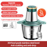 2L Electric Meat Mincer Grinder Vegetable Food Processor Chopper Kitchen Stainless Steel Slicer Garlic Multifunctional
