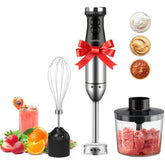 3-in-1 Immersion Blender with Heavy Duty Copper Motor, Titanium Steel Blades, Comfy Grip Handle, with Whisk, Chopper-Grinder Bowl and Beaker