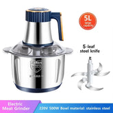 5 Litre 5 Blades Electric Food Chopper Meat Mincer 5 Speeds