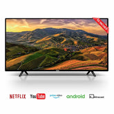 OKTRA Smart Series - K571S 55-Inches Smart Sense HD LED TV displaying a colorful landscape image on its screen.