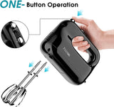 Kitchen Handheld Mixer 5 Speed with Eject Button, with Stainless Steel Whisk Dough Hooks and Beaters for Eas