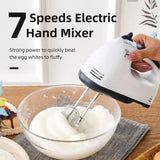 High Quality Imported Hand Blender, 7-Speed Lightweight Hand Mixer With Chrome Beater + Dough Hook