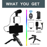 AY-49 Video Vlogging Kits with Microphone LED Fill Light and Mini Tripod