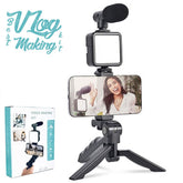 AY-49 Video Vlogging Kits with Microphone LED Fill Light and Mini Tripod