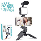 AY-49 Video Vlogging Kits with Microphone LED Fill Light and Mini Tripod