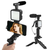 AY-49 Video Vlogging Kits with Microphone LED Fill Light and Mini Tripod
