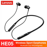 Lenovo HE05-XE05 Bluetooth Headphones Wireless BT5.0 Ergonomic Magnetic Sports Running Waterproof Earphones Noise Canceling Neckband