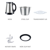 AGCO and LOVA Imported Stainless Steel Electric Kitchen Meat Grinder, Chopper + Food Processor Machine With Handle -AL-1969