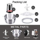 Stainless Electric Food Chopper Meat Grinder Mincer baby Food Processor 2 Speed 2L Capacity 500W