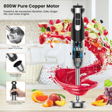 5 in 1 Multifunctional 12 Speed Immersion Blender, Stainless Steel Food Processor Mixing Cup Meat Grinding