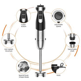 5 in 1 Multifunctional 12 Speed Immersion Blender, Stainless Steel Food Processor Mixing Cup Meat Grinding