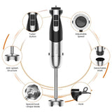 5 in 1 Multifunctional 12 Speed Immersion Blender, Stainless Steel Food Processor Mixing Cup Meat Grinding
