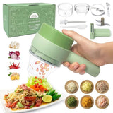 4 in 1 Portable Electric Vegetable Cutter Set, Wireless Food Processor Handheld Food Chopper with Brush and Skin-peeler, Wireless Food Processor Garlic Slicer for Pepper Chili Onion Celery Meat