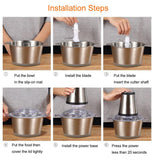 Stainless Electric Food Chopper Meat Grinder Mincer baby Food Processor 2 Speed 2L Capacity 500W