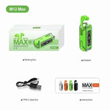 M12 MAX Bluetooth Earphone Headphones Mirror Wireless Stereo Headset 5.3 with Digital Display Sports Earbuds for Gaming