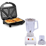 Imported Blender Grinder 2 In 1 + Factory Store Double Sided Heating Pocket Sandwich Grill Breakfast Sandwich Maker