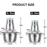 2 Speed Stainless Steel Electric Meat Grinder Mincer Home Small Multi-function Vegetable Food Processor Meat Slicer Machine - 2L